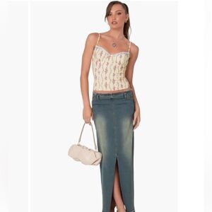Edikted Indira floral lace- up corset camisole
